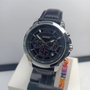 SKMEI 1989 ARGENTE FOND NOIR BRACELET NOIR